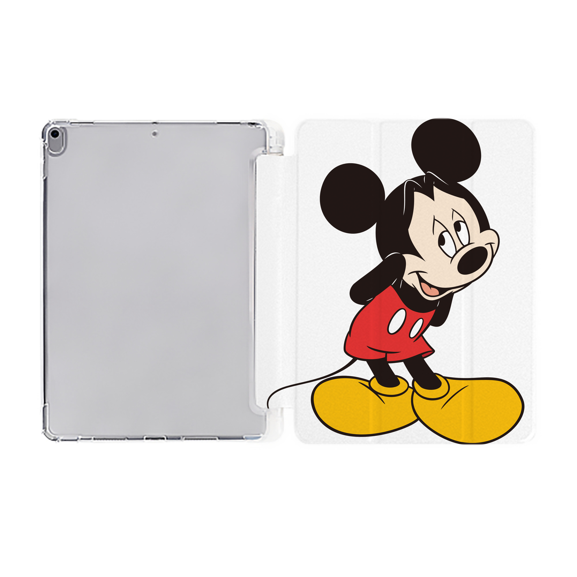 （画像用） ミッキーマウス Mickey Mouse IPad ケース ペン収納付き 三つ折りスタンド PUレザー×シリコン 対応機種9.5/10.5/10.9インチ